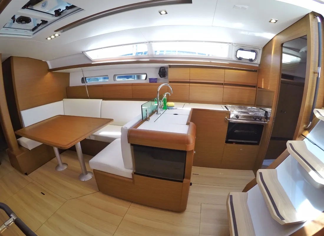 Galley of Tardis, a Jeanneau Sun Odyssey 449 sailboat at Biograd na Moru, Croatia