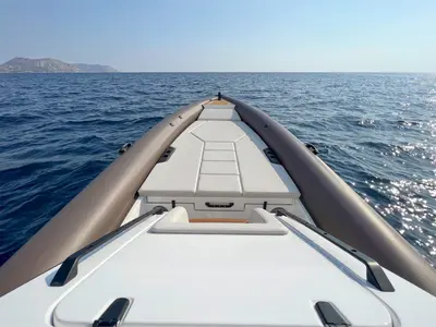 Deck of AELIA, a Gulet Rock Marine 36 motorboat at Kalamata, Greece