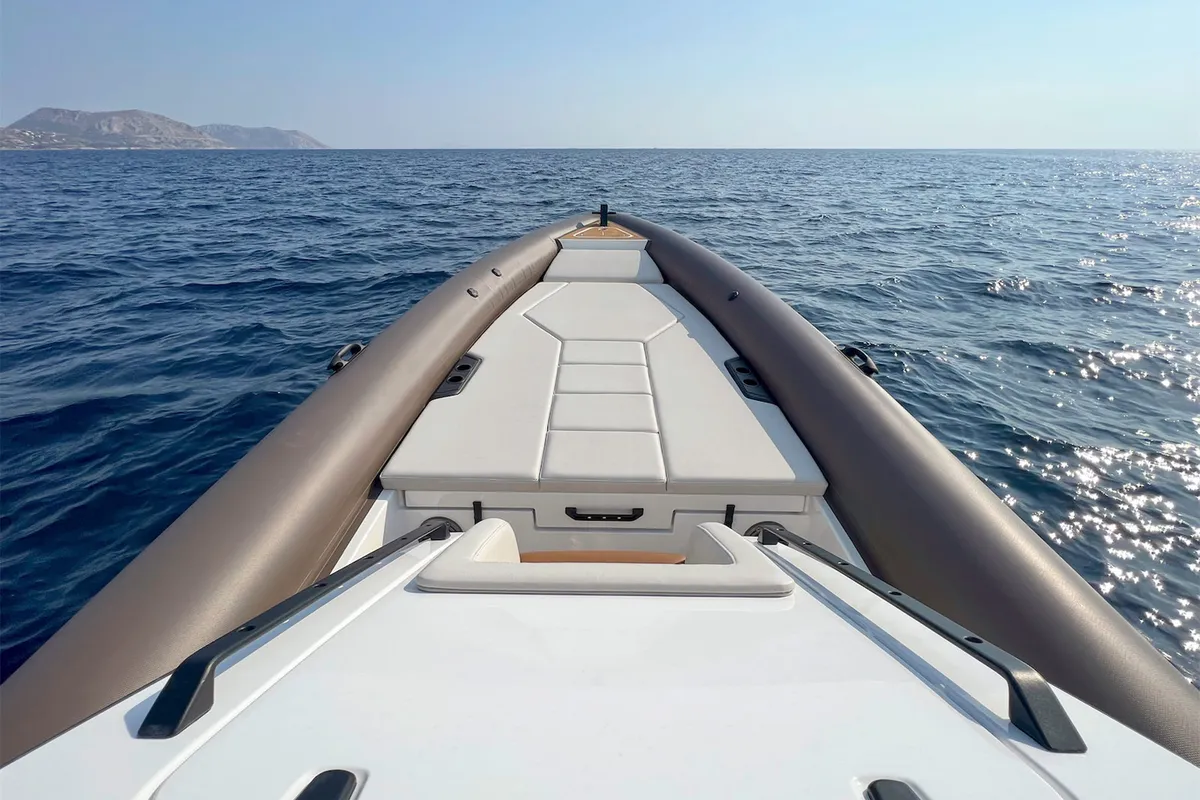 Deck of AELIA, a Gulet Rock Marine 36 motorboat at Kalamata, Greece