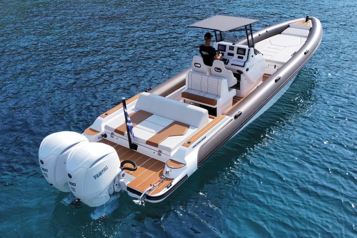 Exterior view of AELIA, a Gulet Rock Marine 36 motorboat at Kalamata, Greece