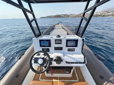 Cockpit of AELIA, a Gulet Rock Marine 36 motorboat at Kalamata, Greece