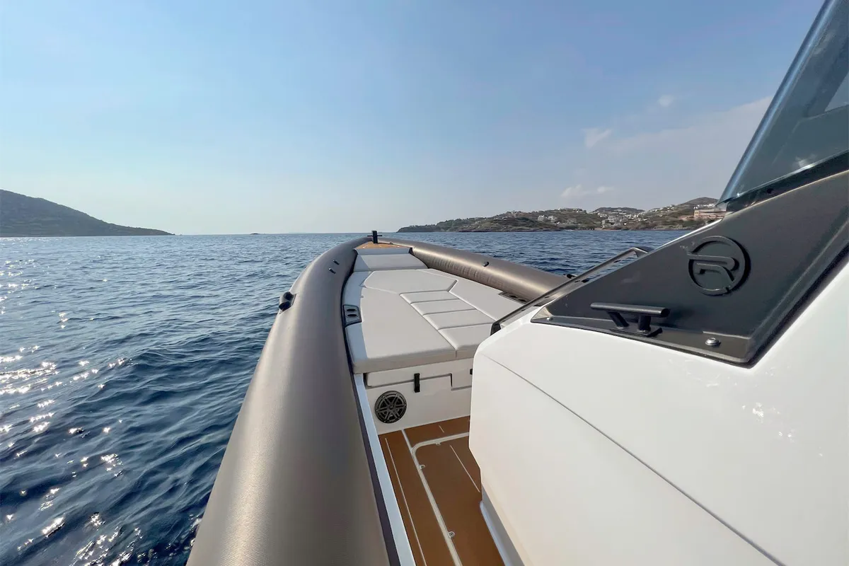 Deck of AELIA, a Gulet Rock Marine 36 motorboat at Kalamata, Greece