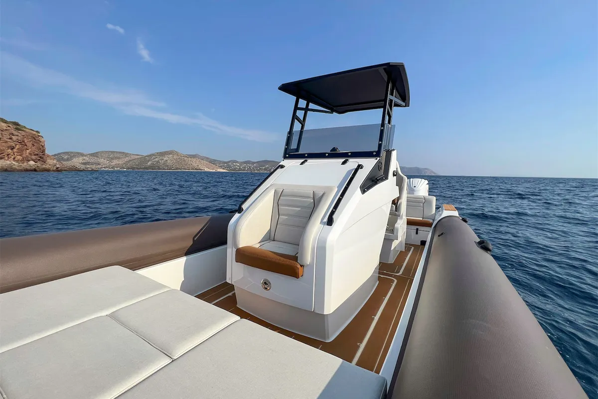 Deck of AELIA, a Gulet Rock Marine 36 motorboat at Kalamata, Greece