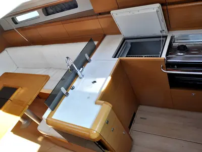 Galley of Roberta, a Jeanneau Sun Odyssey 439 sailboat at Salerno, Italy