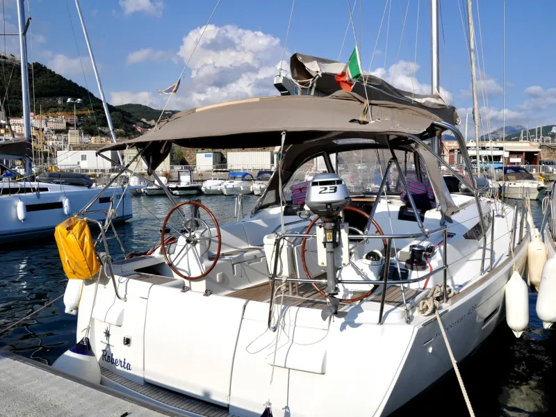Exterior view of Roberta, a Jeanneau Sun Odyssey 439 sailboat at Salerno, Italy