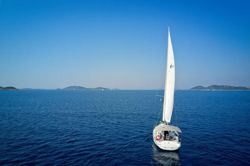 Exterior view of MH 68, a Bavaria Cruiser 41 sailboat at Murter, Croatia
