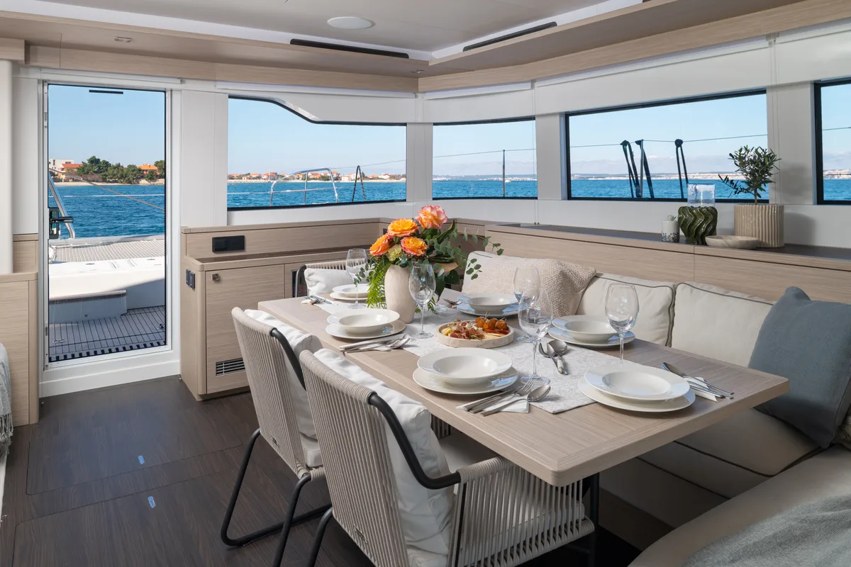 Salon of DIAMOND DIVA, a Lagoon 60 catamaran at Split, Croatia