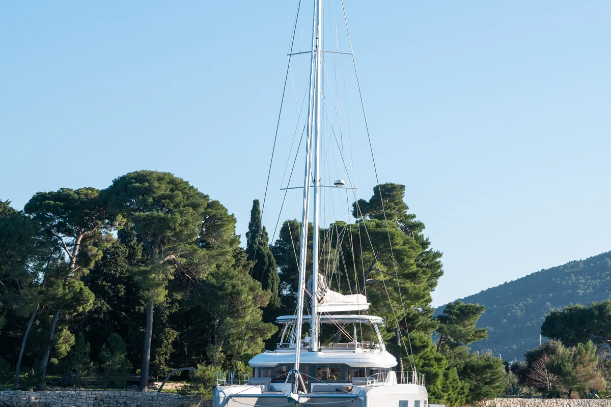 Exterior view of DIAMOND DIVA, a Lagoon 60 catamaran at Split, Croatia