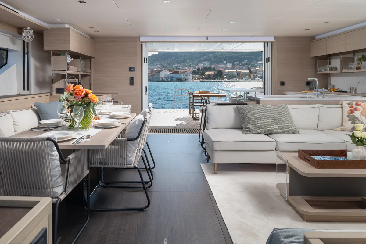 Salon of DIAMOND DIVA, a Lagoon 60 catamaran at Split, Croatia