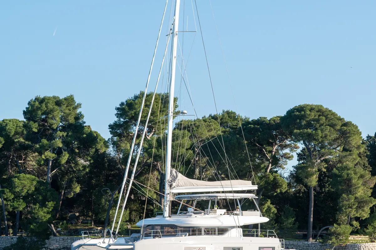 Exterior view of DIAMOND DIVA, a Lagoon 60 catamaran at Split, Croatia
