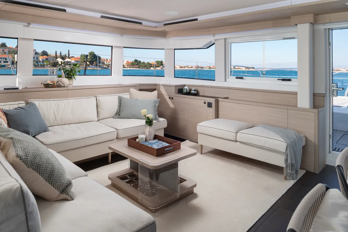 Salon of DIAMOND DIVA, a Lagoon 60 catamaran at Split, Croatia