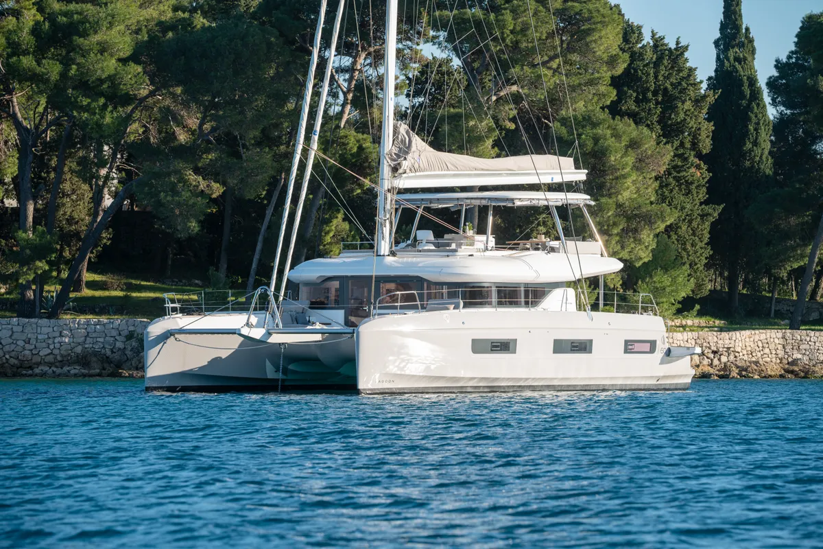 Exterior view of DIAMOND DIVA, a Lagoon 60 catamaran at Split, Croatia