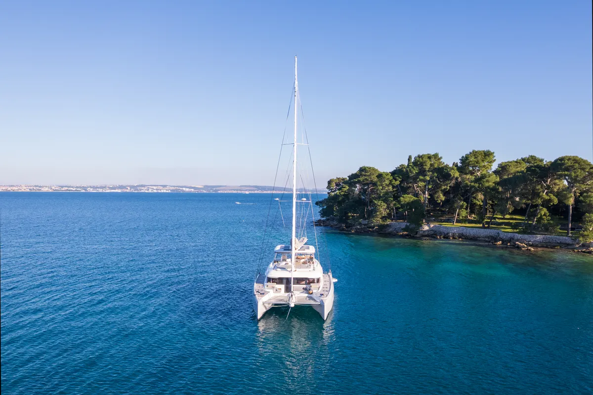 Exterior view of DIAMOND DIVA, a Lagoon 60 catamaran at Split, Croatia