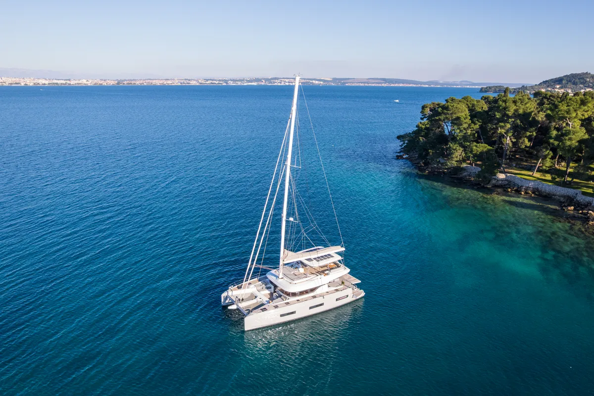 Exterior view of DIAMOND DIVA, a Lagoon 60 catamaran at Split, Croatia