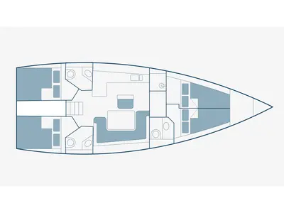 Floor plan of Konti, a Bavaria 46 sailboat at Pylaros, Greece