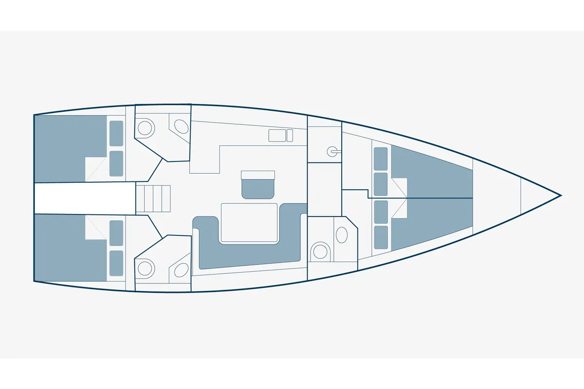 Floor plan of Konti, a Bavaria 46 sailboat at Pylaros, Greece