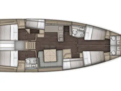 Floor plan of Violante, a Dufour 54 sailboat at Puntone di Scarlino, Italy