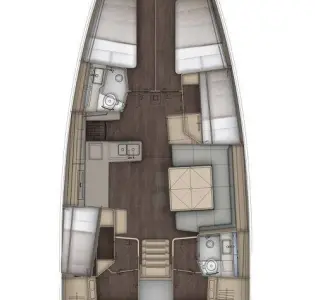Floor plan of Violante, a Dufour 54 sailboat at Puntone di Scarlino, Italy