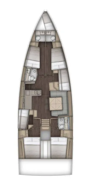 Floor plan of Violante, a Dufour 54 sailboat at Puntone di Scarlino, Italy