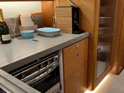 Galley of Sama 1, a Dufour 470 sailboat at Palermo, Italy