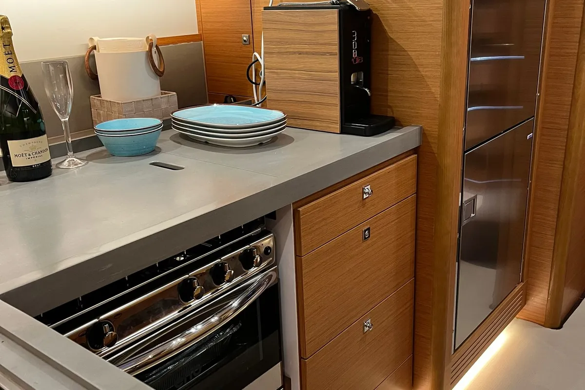 Galley of Sama 1, a Dufour 470 sailboat at Palermo, Italy
