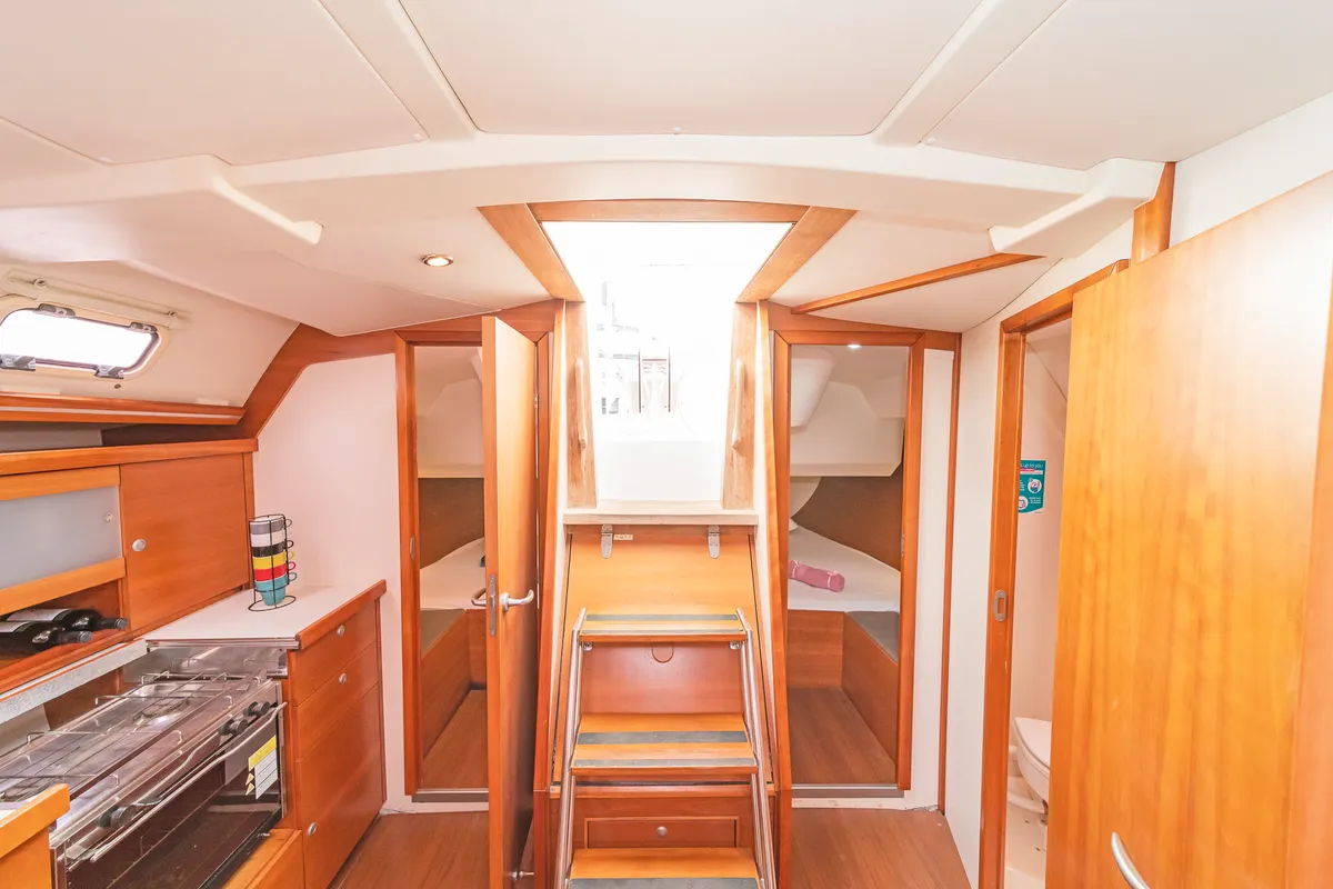 Galley of Tria S, a Hanse 430 sailboat at Kos, Greece