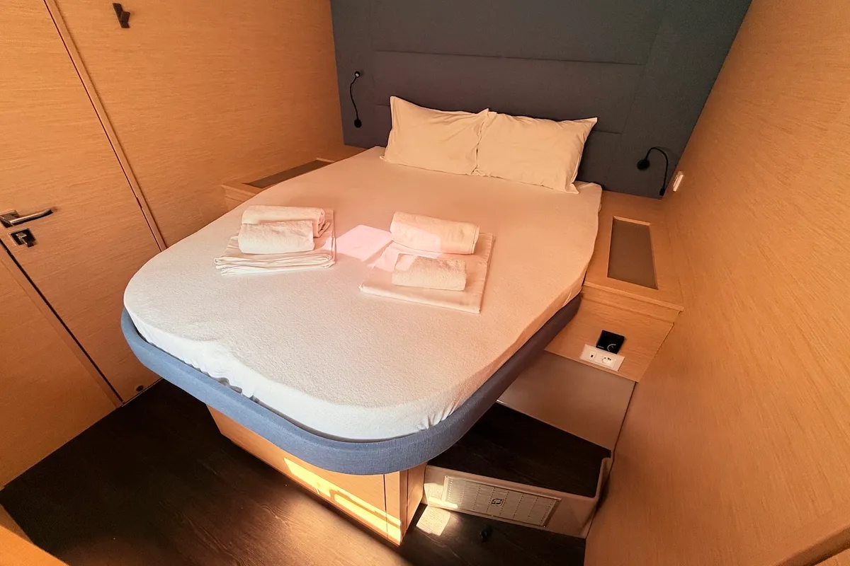 Cabin on Lucky Fox, a Fountaine Pajot Aura 51 catamaran at Općina Sukošan, Croatia