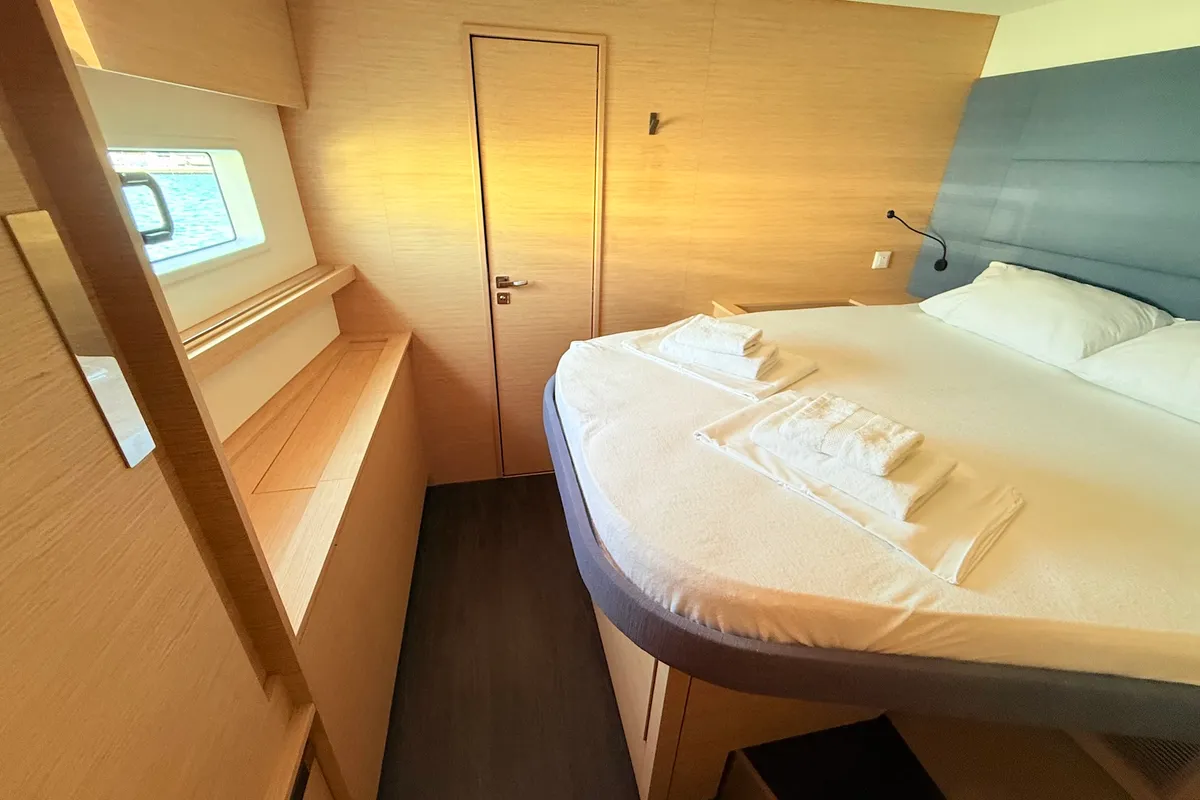 Cabin on Lucky Fox, a Fountaine Pajot Aura 51 catamaran at Općina Sukošan, Croatia