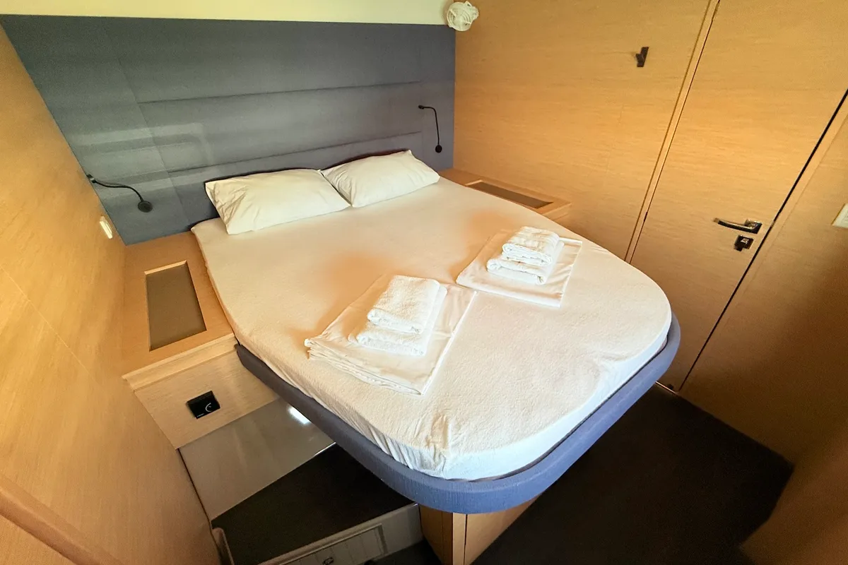 Cabin on Lucky Fox, a Fountaine Pajot Aura 51 catamaran at Općina Sukošan, Croatia