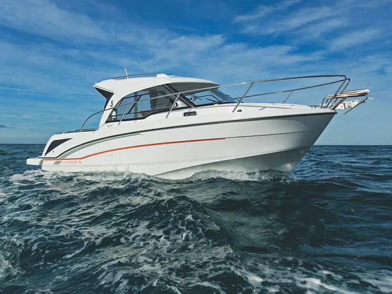 Exterior view of Lovre, a Beneteau Antares 8 OB motorboat at Grad Šibenik, Croatia