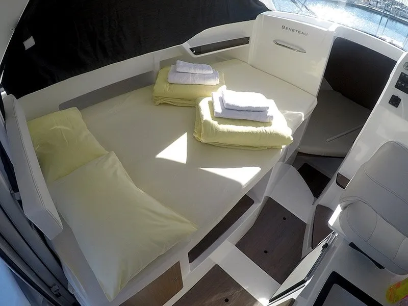 Cabin on Lovre, a Beneteau Antares 8 OB motorboat at Grad Šibenik, Croatia