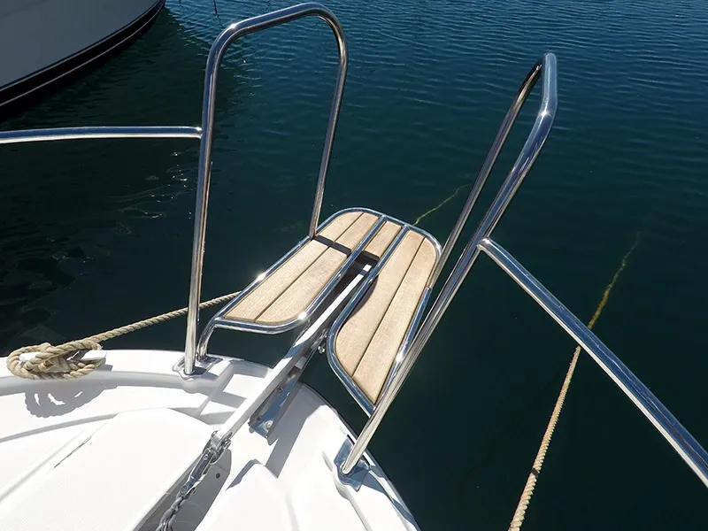 Deck of Lovre, a Beneteau Antares 8 OB motorboat at Grad Šibenik, Croatia