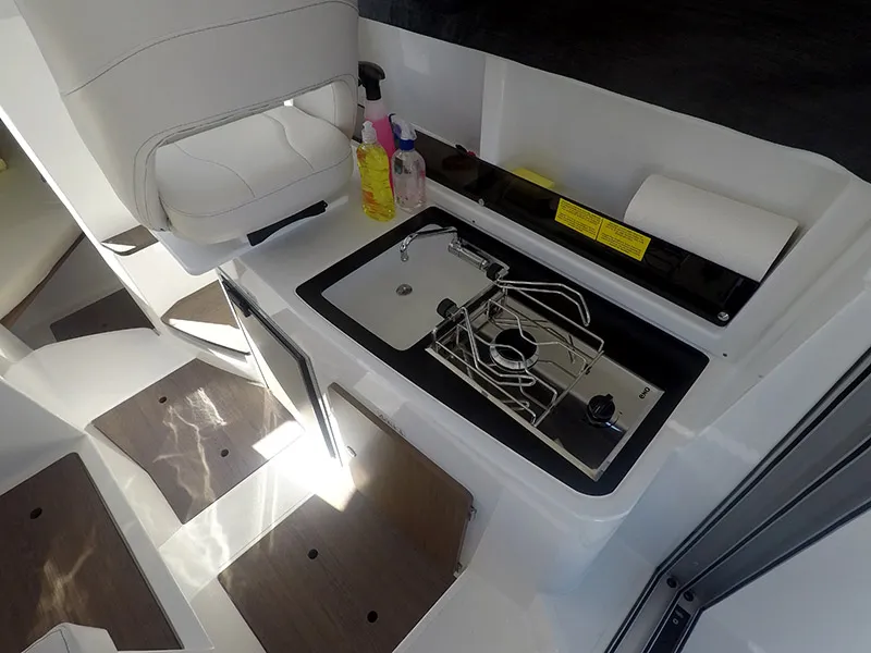 Galley of Lovre, a Beneteau Antares 8 OB motorboat at Grad Šibenik, Croatia