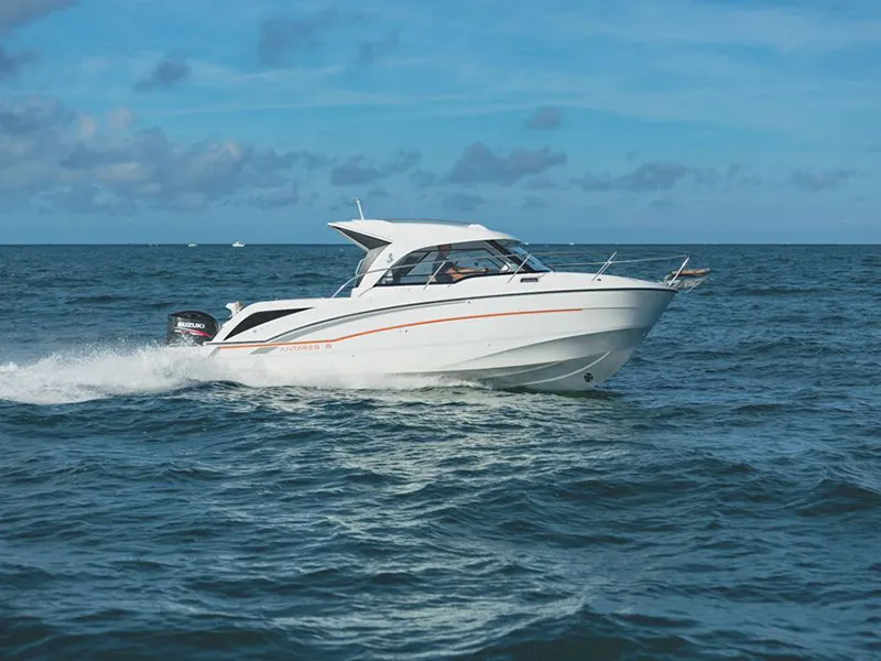 Exterior view of Lovre, a Beneteau Antares 8 OB motorboat at Grad Šibenik, Croatia