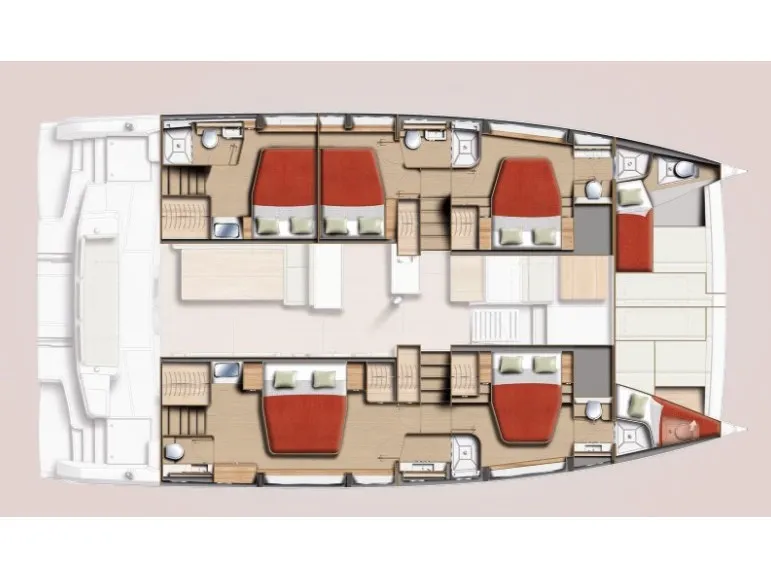 Floor plan of Anax, a Bali 5.2 catamaran at Municipal Unit of Ellomenos, Greece