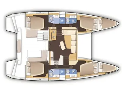 Floor plan of Tethys, a Lagoon 42 catamaran at Municipal Unit of Lefkada, Greece