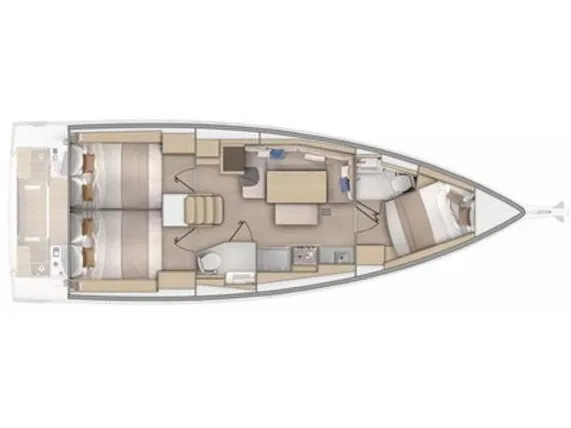 Floor plan of KARYATIS, a Beneteau Oceanis 37.1 sailboat at Municipal Unit of Lefkada, Greece