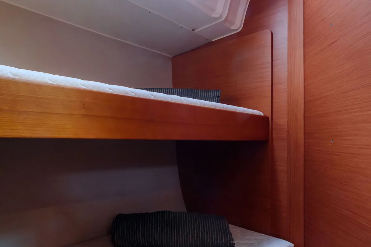 Cabin on Dione, a Dufour 470 sailboat at Cannigione, Italy