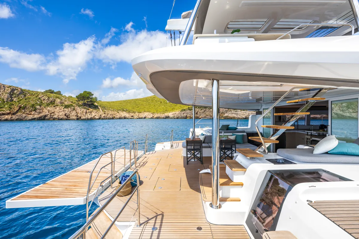 Exterior view of SAILUXE - Pac-one, a Lagoon 60 catamaran at Capo d'Orlando, Italy