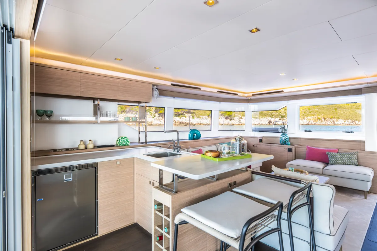 Galley of SAILUXE - Pac-one, a Lagoon 60 catamaran at Capo d'Orlando, Italy