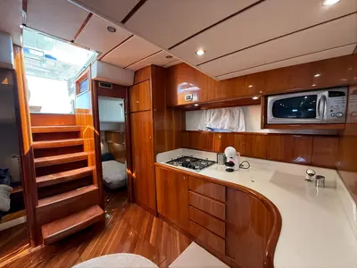 Galley of Terry Blue, a Conam 58S motor yacht at Olbia, Italy