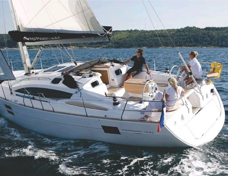 Exterior view of Marta X, a Elan 444 Impression sailboat at Grad Šibenik, Croatia
