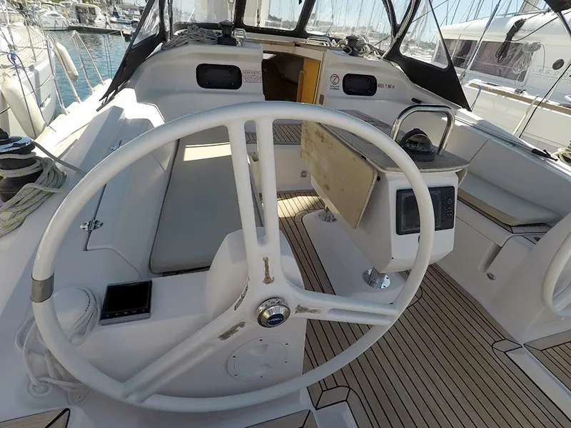 Cockpit of Marta X, a Elan 444 Impression sailboat at Grad Šibenik, Croatia
