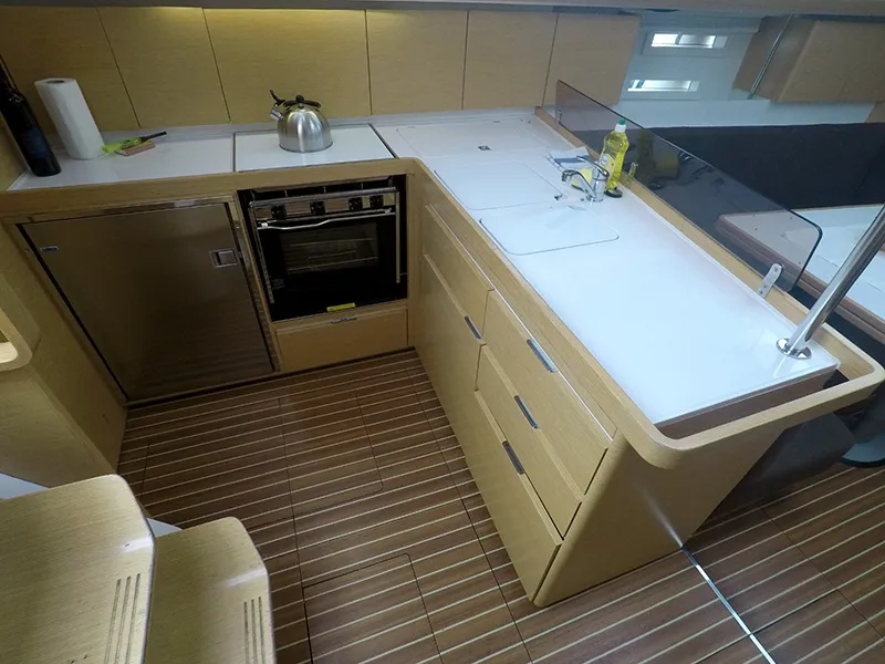 Galley of Marta X, a Elan 444 Impression sailboat at Grad Šibenik, Croatia
