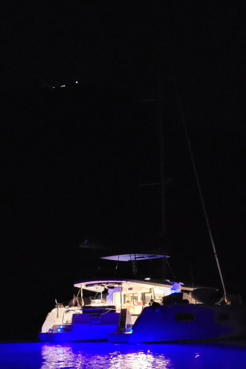 Exterior view of Good Vibes, a Lagoon 46 catamaran at Figari/Golfo Aranci, Italy
