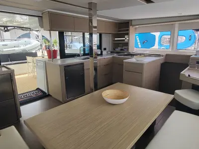 Salon of Good Vibes, a Lagoon 46 catamaran at Figari/Golfo Aranci, Italy