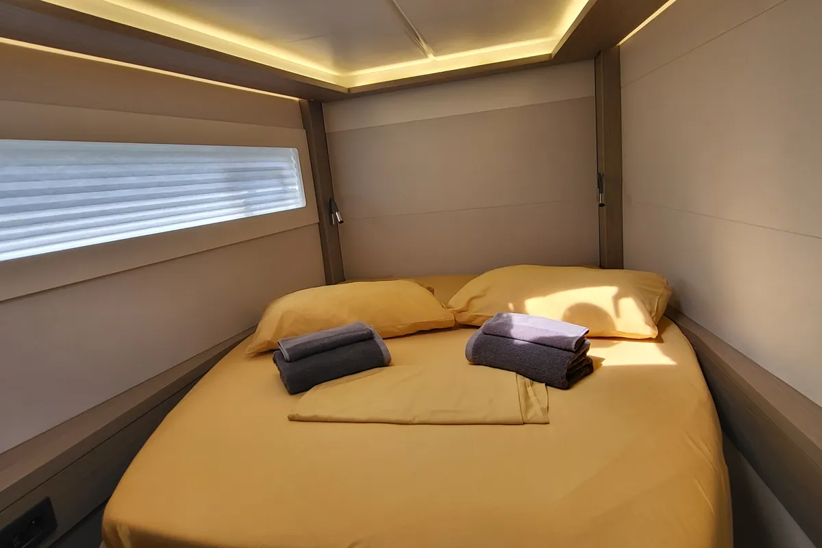 Cabin on Good Vibes, a Lagoon 46 catamaran at Figari/Golfo Aranci, Italy