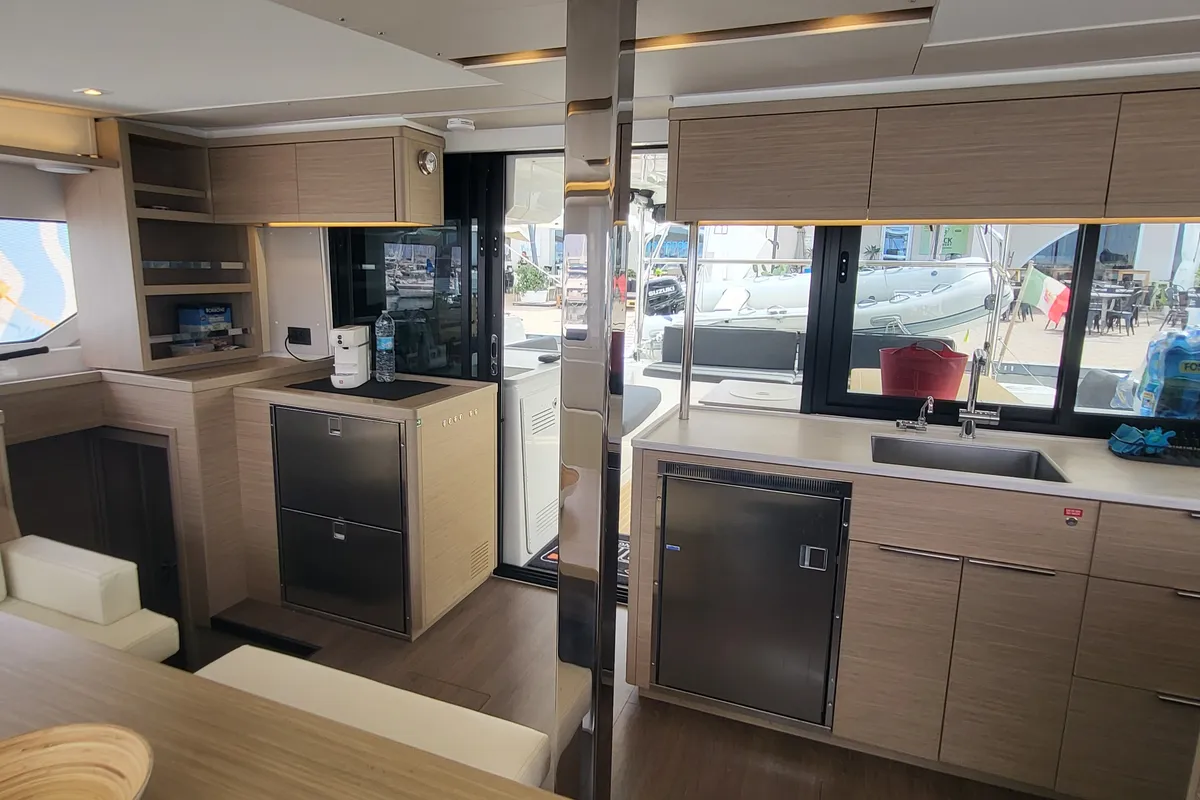 Galley of Good Vibes, a Lagoon 46 catamaran at Figari/Golfo Aranci, Italy