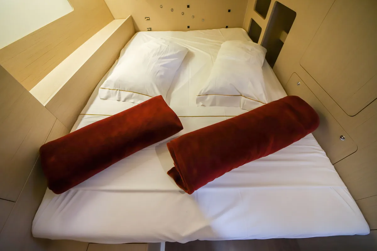 Cabin on Andromaca, a Beneteau Oceanis 46.1 sailboat at Olbia, Italy