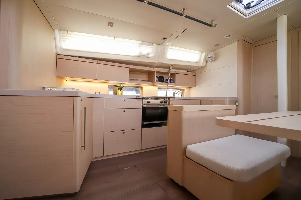 Galley of Andromaca, a Beneteau Oceanis 46.1 sailboat at Olbia, Italy